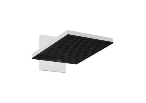 Deckend montierte Kopfbrause in Mattweiß mit gerippter Oberfläche und Wandanschluss, gefertigt von Hansgrohe.